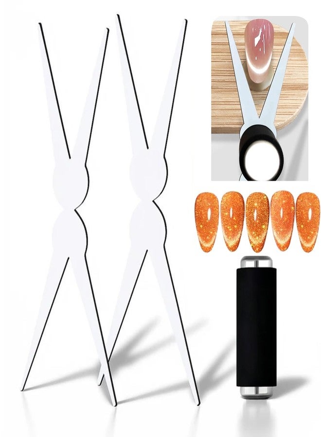 GEMSANVA Cat Eye Nail Magnet Tool, 2-in-1 Scissor Shape for French Effect with Cylindrical Magnet | Cat Eye Gel Polish Magnet for Nail Art DIY, Home Salon & Studio Use - Image 1